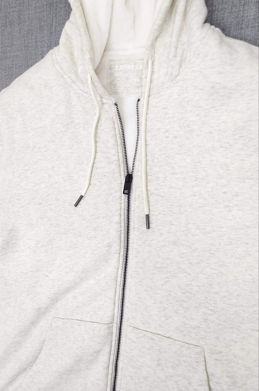Express Soft Double Zip Up Hooded Sweater. Medium. - Picture 2 of 8